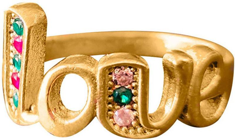 Panchaloha (Impon) Love Design Bronze Ruby Gold Plated Ring