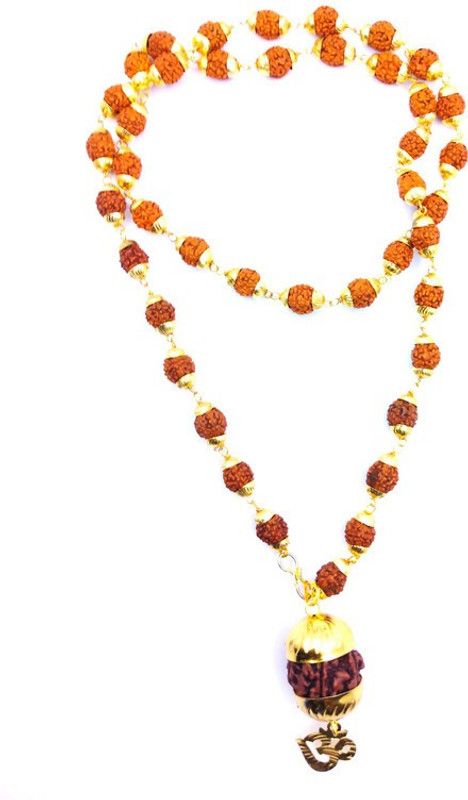 Raviour Lifestyle Mahadev Shiva Om Rudraksha Pendant With Rudraksha Capmala For Mahadev Blessing Silk Dori Chain