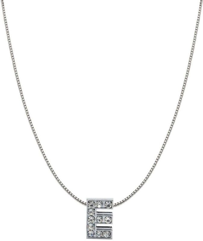 Letter Silver Cubic Zirconia Copper Pendant Set