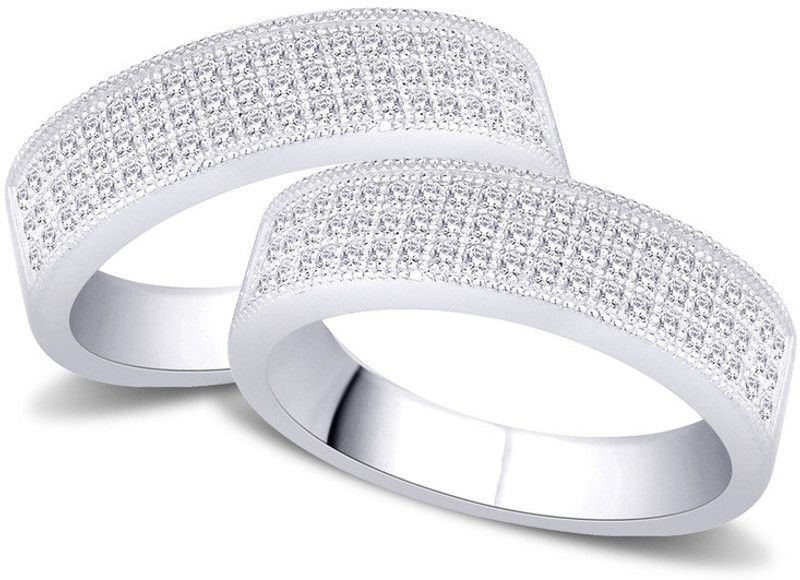 Milgrain Sterling Silver Rhodium Plated Ring Set