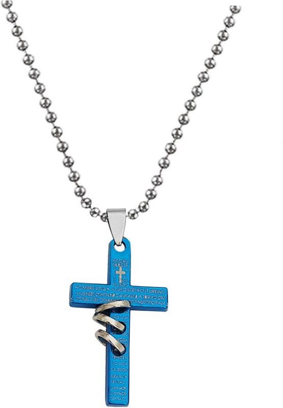 Christmas Gift Lord Holy Jesus Christ Crucifix Cross Locket With Chain Rhodium Stainless Steel Pendant Set