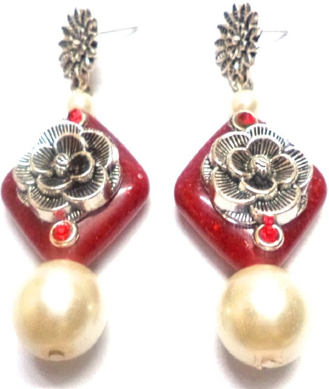 Red Stone Plastic Stud Earring, Earring Set, Huggie Earring, Plug Earring, Tassel Earring