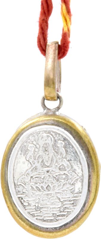 Mahalaxmi Yantra Pendant Energised Silver Oval Dibbi PendanKavach Mahalakshmi Yantra Oval Locket, Pure Silver 3.5-4gm Silver Silver Pendant