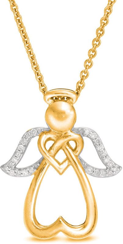 925 Sterling Silver Gold Rhodium Angel Life Pendant for Girls & Women Cubic Zirconia Rhodium Plated Sterling Silver Chain