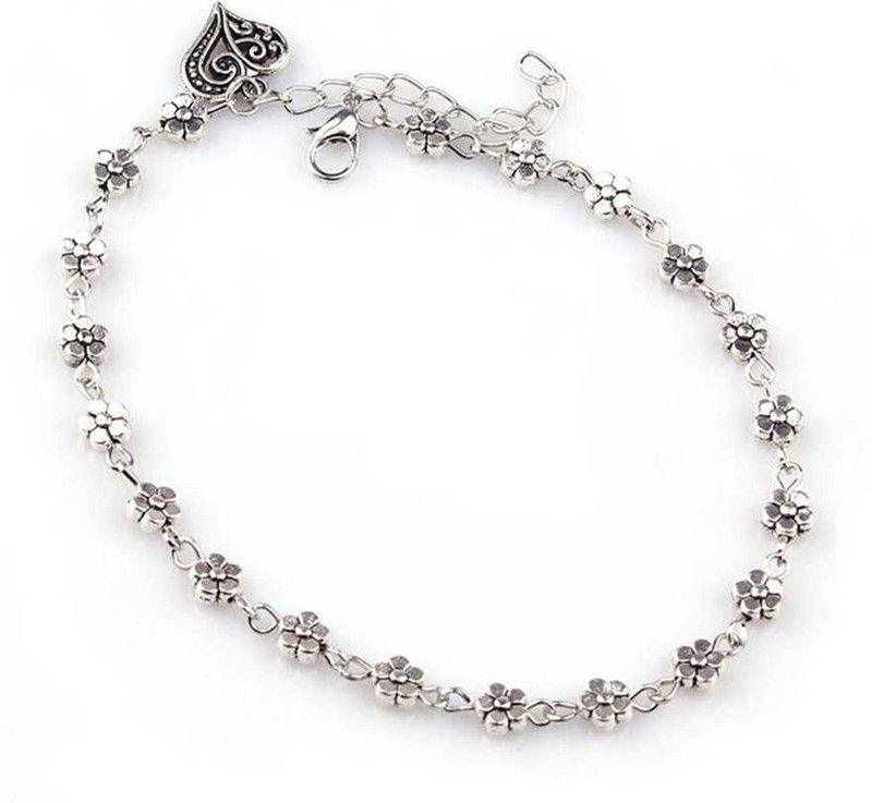 LACIRA Hanging Heart Silver Plated Anklet By LACIRA Alloy Anklet