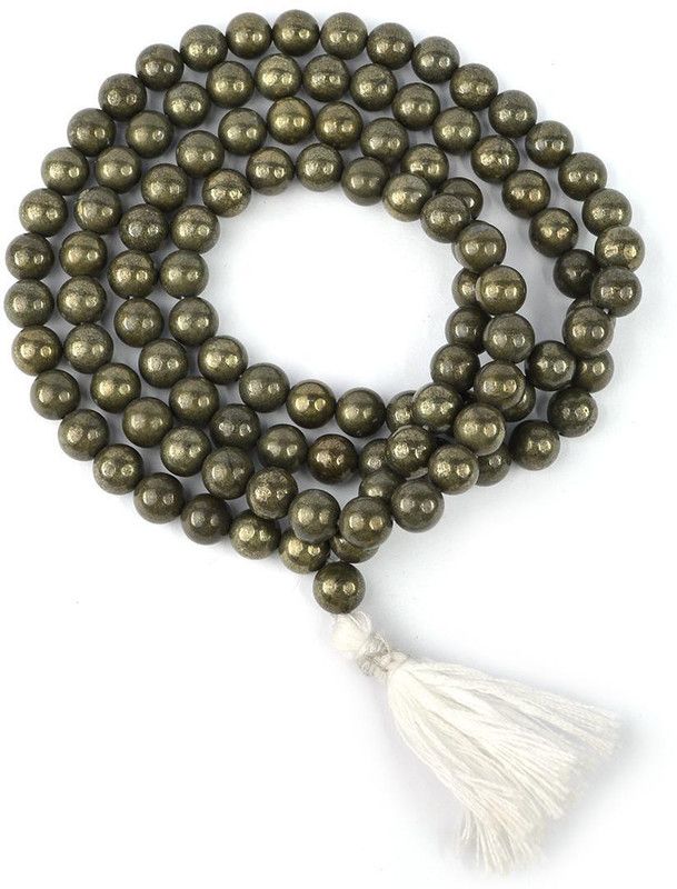 Pyrite Mala Natural Crystal Mala Stone Mala Stone Necklace Jap Mala 8 mm Round 108 Beads Mala Crystal Necklace Fashion Jewelry For Reiki Healing Crystal Healing 32 inch Approx Beads, Crystal Stone Chain