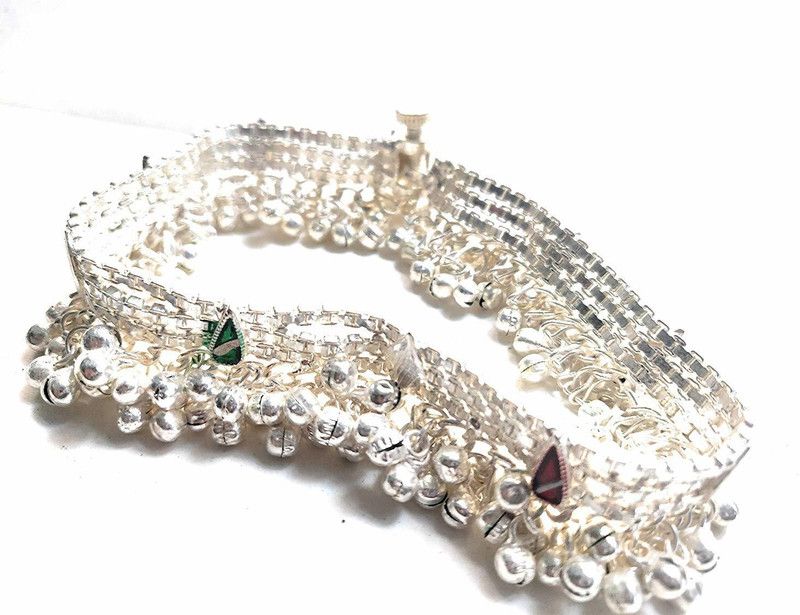 RN PAYAL Silver Plated Anklet for Girls and Women Copper Anklet  (Pack of 2)