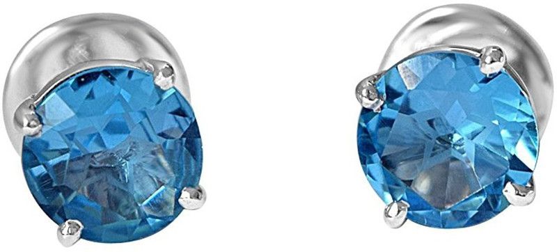 Blue Spot Topaz Sterling Silver Stud Earring