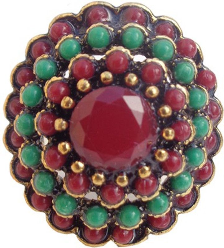 Ella Floral Pacchi Ring (size - 18 ) Alloy Brass Plated Ring