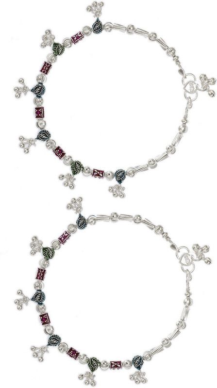 Jewel99 Mystic Silver Anklet  (Pack of 2)