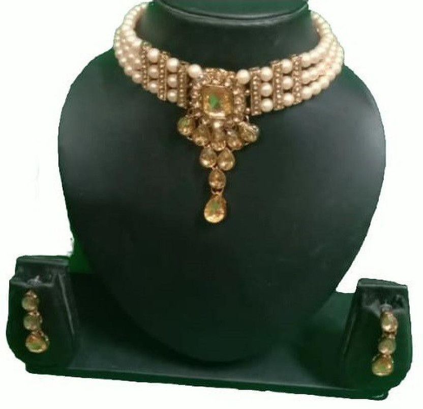 Stone, Plastic Beige Jewel Set  (Pack of 1)