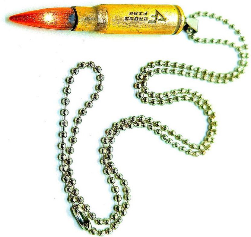 Bullet Pendant Necklace with Chain for Men & Boys Fashionable Rocking BP218 Brass Brass Pendant Set