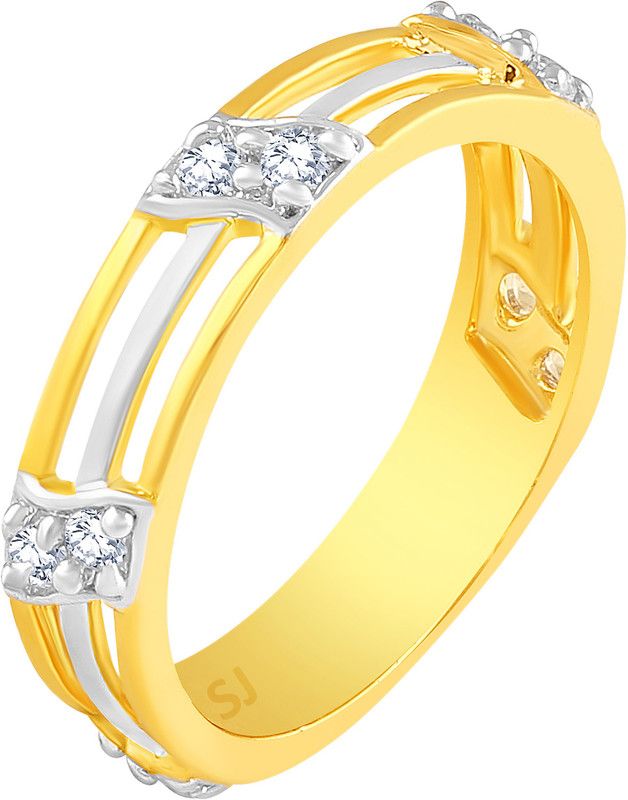 Stylish Solitaire Alloy, Brass Cubic Zirconia Gold Plated Ring