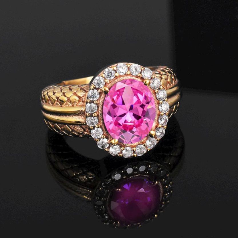 Pink Zircon 5.25 Ratti Gemstone Ring For Men And Women Brass Zircon Ring