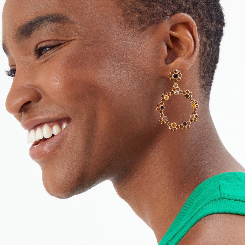 Accessorize London Women's bronze Amber Flower Crystal Doorknocker Crystal Alloy Hoop Earring