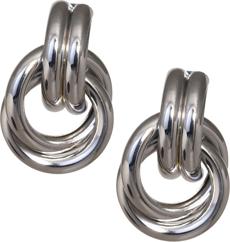 Trendy Twisted Double Knot Silver Glossy Finish Stud Earring for Girls and Women Alloy Stud Earring