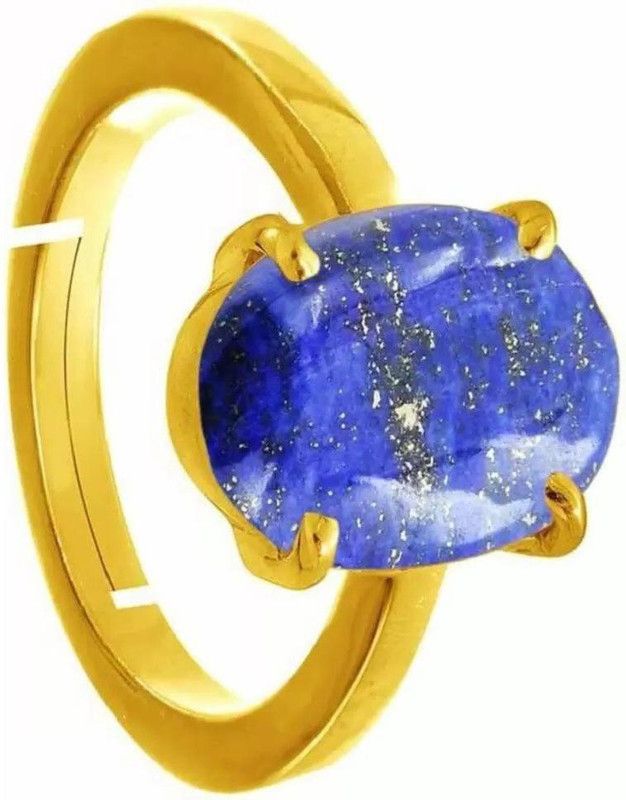 8.25 Ratti 7.75 Carat Lapis Lazuli Natural Lapiz Ring Original Lab Certified Brass Lapis Lazuli Gold Plated Ring