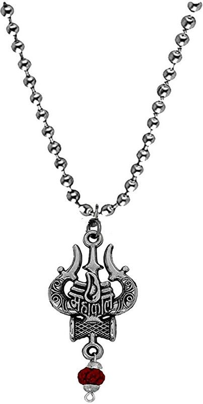 Lord Shiva Mahakaal Trishul Damaru rudraksha Silver Pendent For Men And Women Silver Metal Pendant