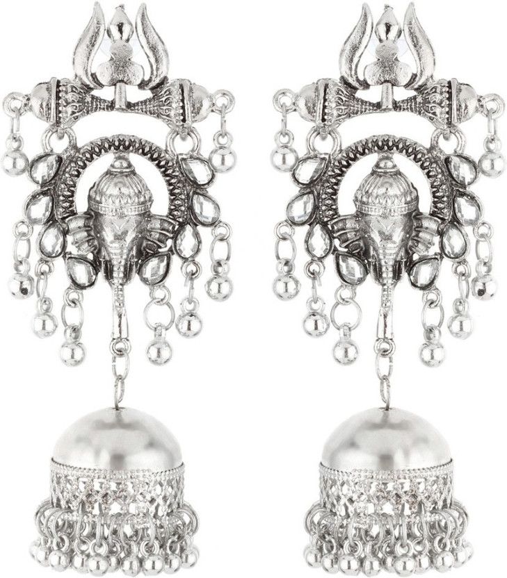 Artificial Stones & Beads Traditional Ganesh Jhumki Earrings for Girls & Women Alloy Jhumki Earring