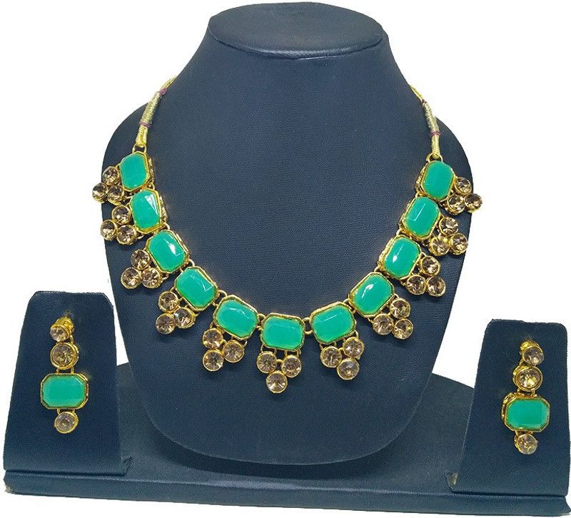 Alloy Green Jewel Set  (Pack of 1)