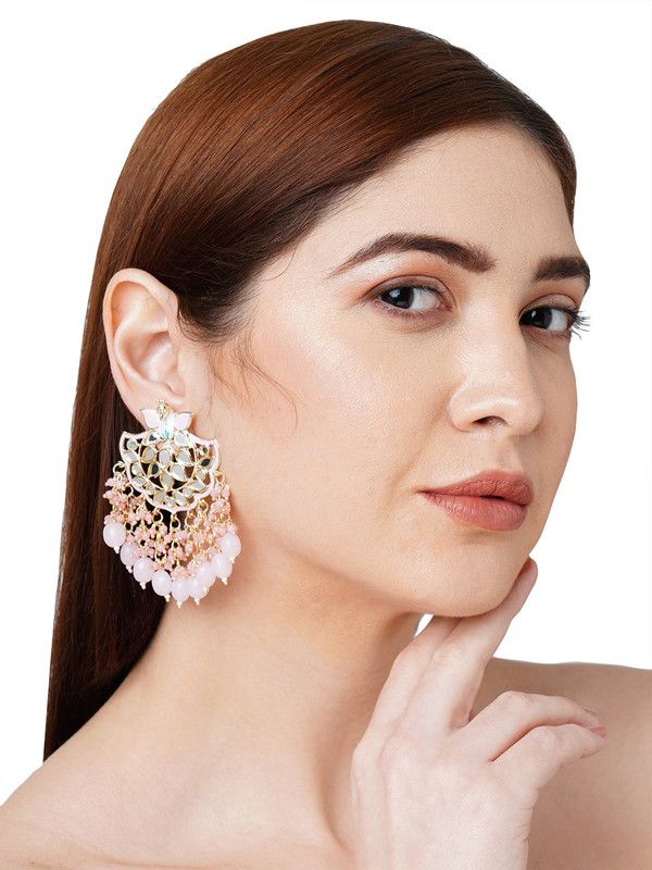 Apara Meena Mirror Jhumki Earrings Set Cubic Zirconia Alloy Jhumki Earring