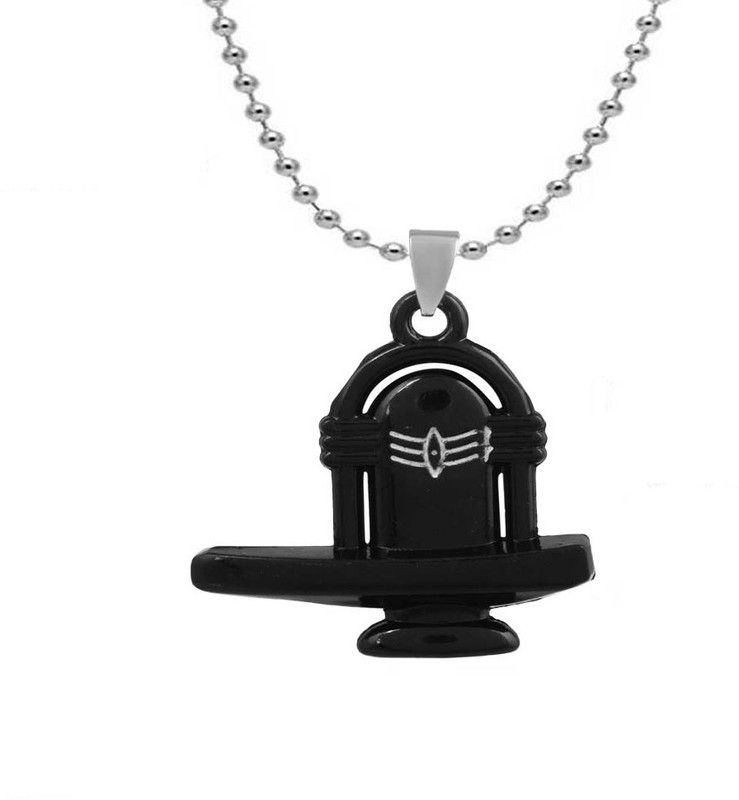 Lord Shiv With Shivling, Excellent Finishing,Black Oxidised Plated Brass Pendant Black Silver Brass Locket Set