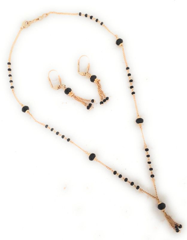 Brass, Crystal Gold-plated Black Jewel Set  (Pack of 1)
