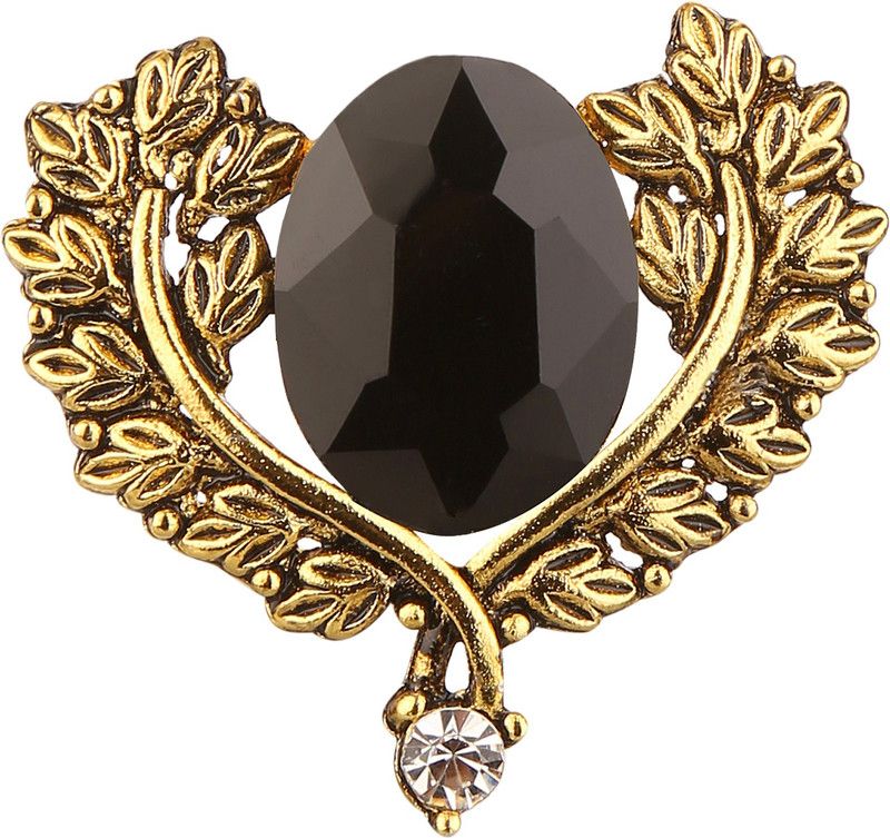 Tripin GOLDEN CLASSIC DESIGN LAPEL PIN BROOCH WITH BLACK DIAMOND CRYSTAL FOR MEN WOMEN TSCPGOLD1601 Brooch  (Gold)