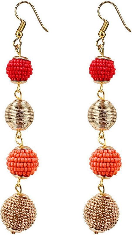 Aradhya Stylish Golden Orange and Red Party Wear Earrings for Girls & Women Ã¢ÂÂ¦ Beads Alloy Drops & Danglers