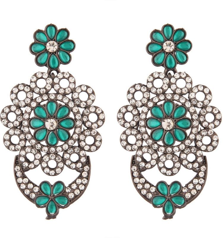 Oxidised Crystal Fashion Earrings Alloy Drops & Danglers