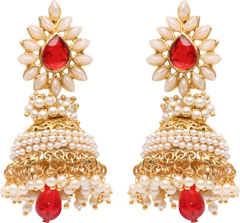 Gold Grace Pearl Alloy Jhumki Earring