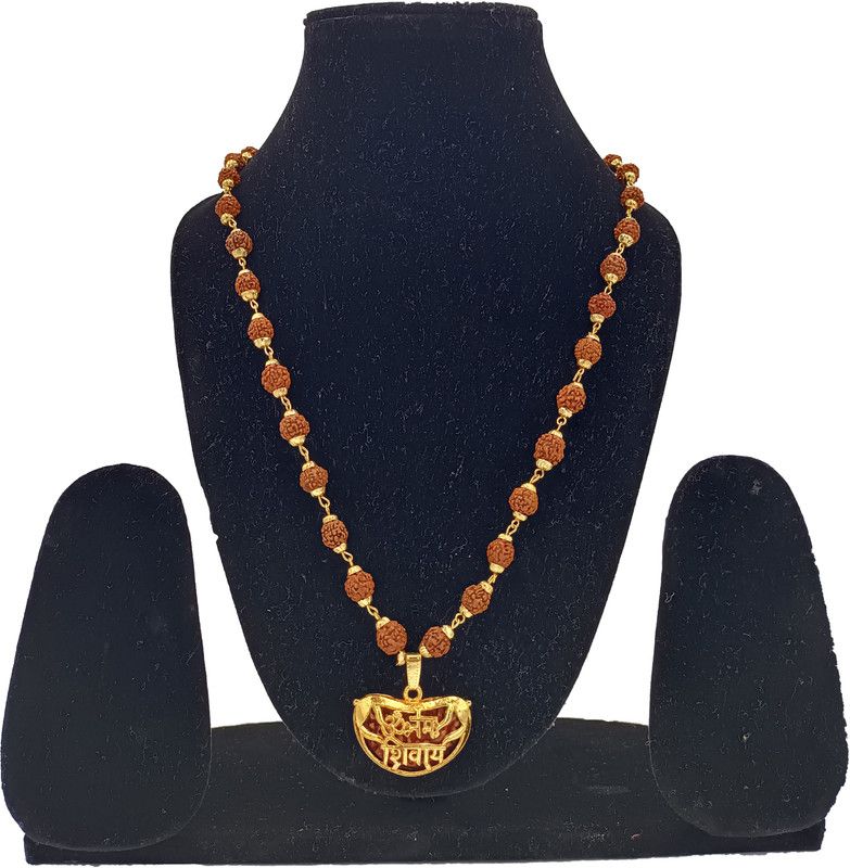 Rudraksha with gold caps Brass Chain