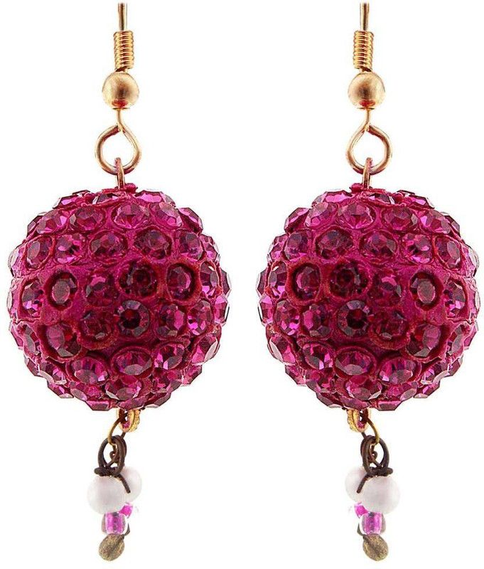 Handmade Pink Lakh Ball Jhumka Set Brass Drops & Danglers