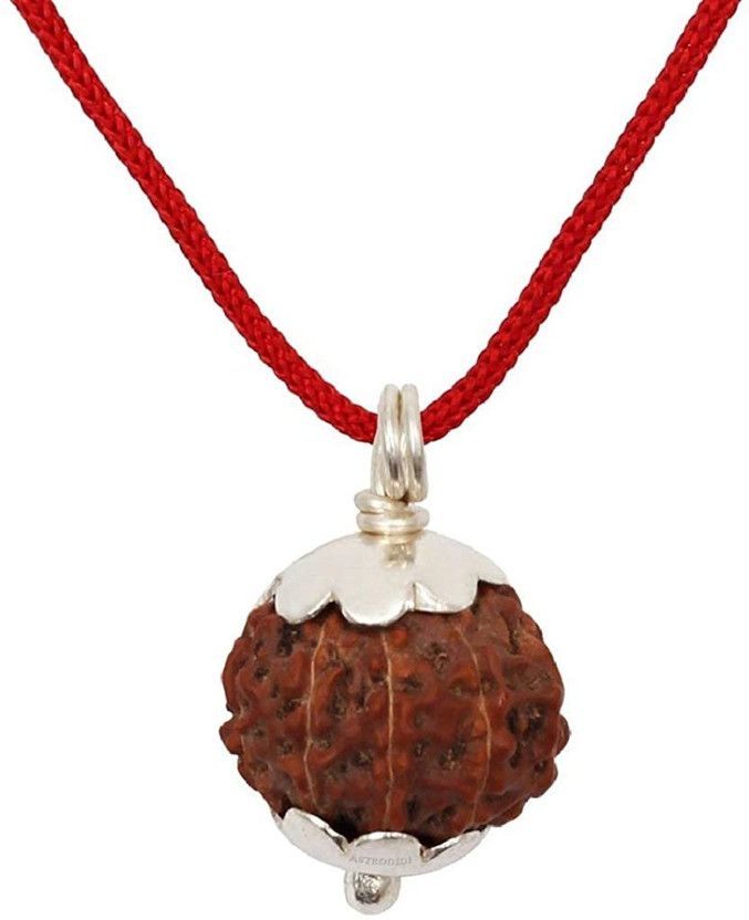 10 Mukhi Rudraksha Java for Men and Women Silver Wood, Cotton Dori Locket