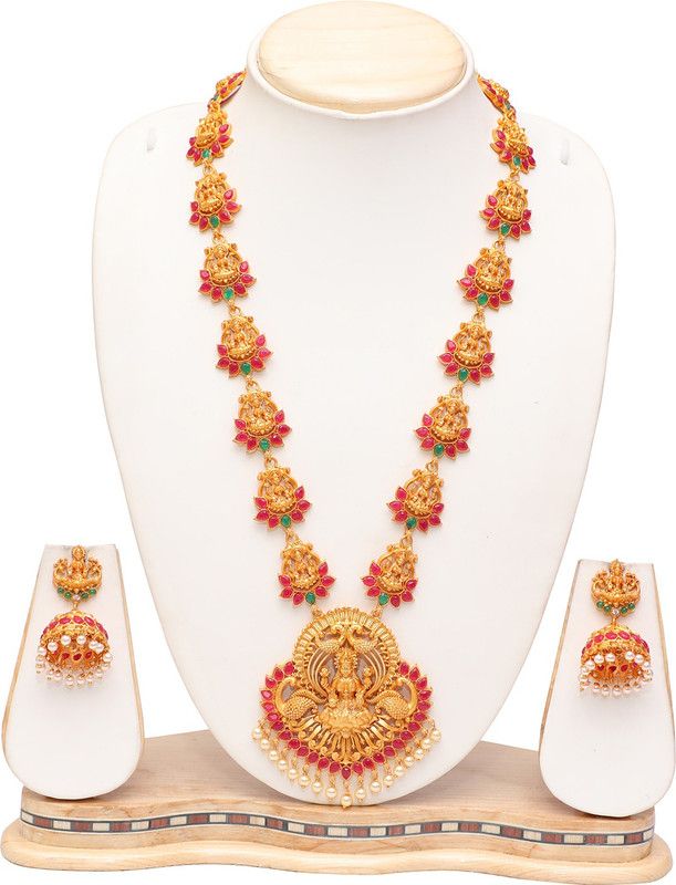 Brass Jewel Set  (Green, Maroon)