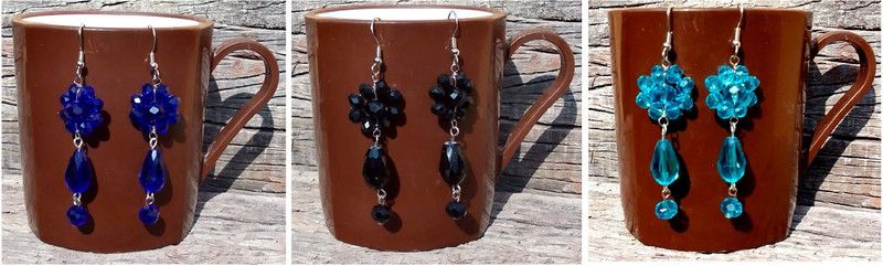 LARON FINERYS Combo of 3 Pair Crystal Beads Crystal Drops & Danglers