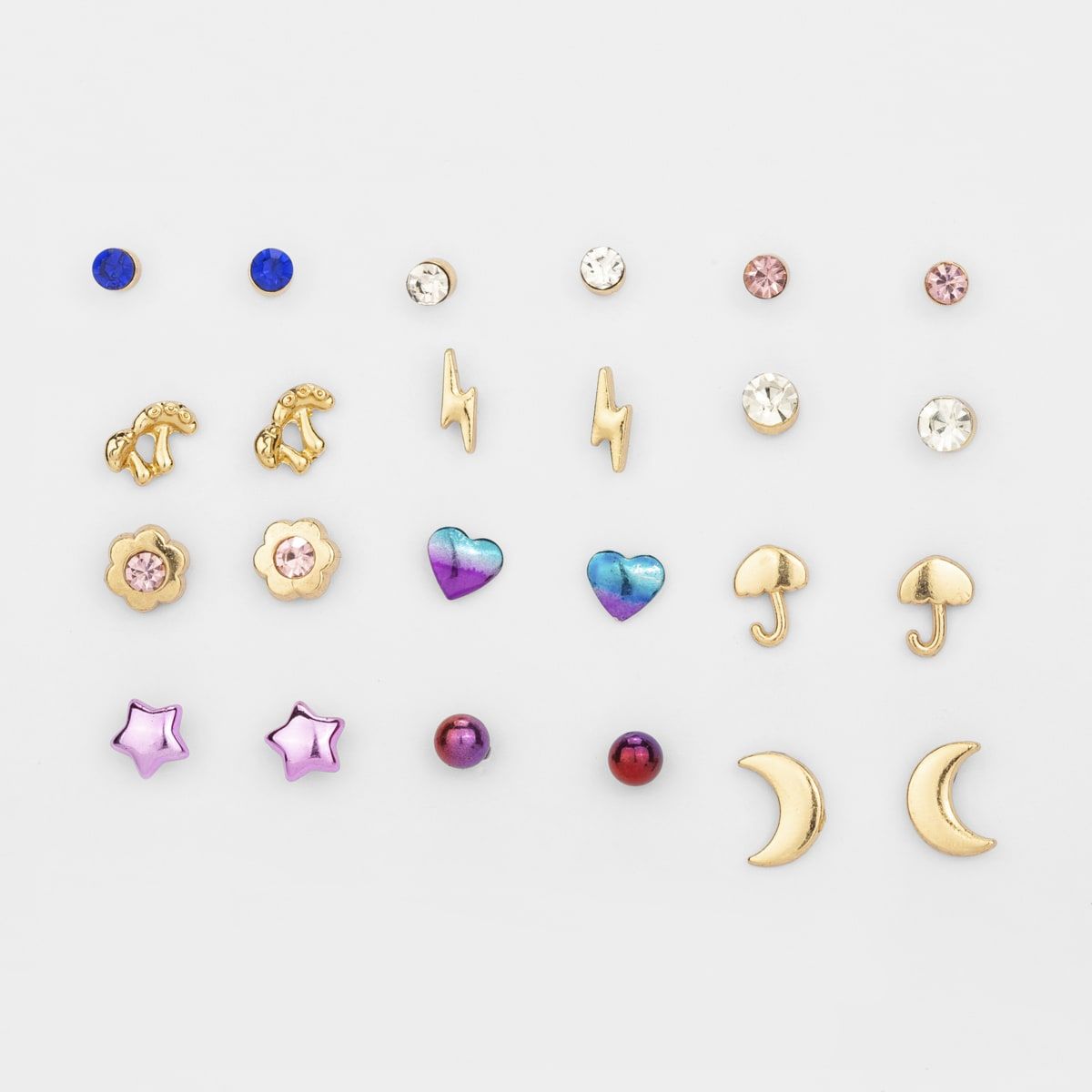 12 Pack Blue Heart Studs