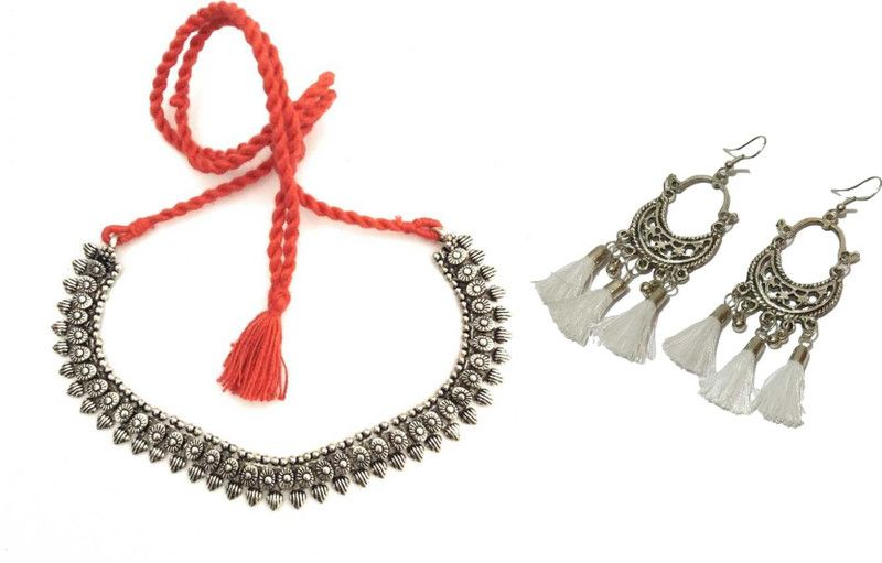 Metal Silver, White Jewel Set  (Pack of 1)