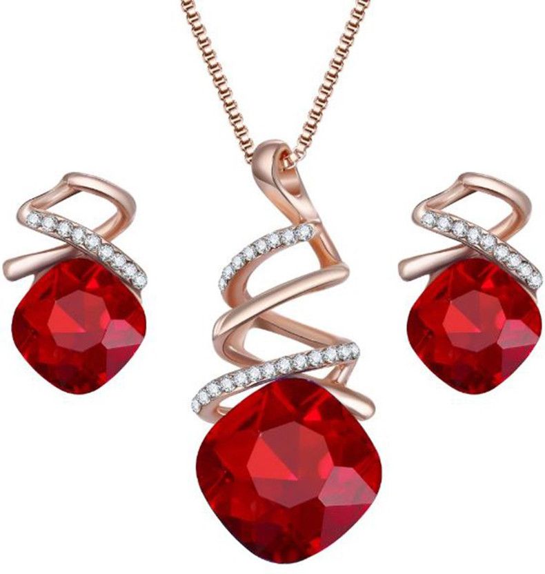 Metal, Zinc, Alloy Gold-plated Red Jewel Set  (Pack of 1)