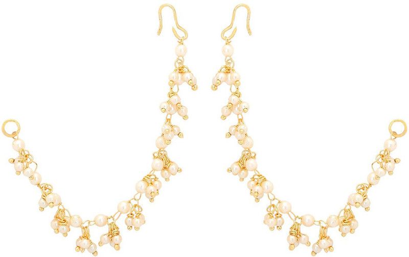Karatcart Fashion Jewellery GoldPlated Long Hair Chain For Women Alloy Earring Set