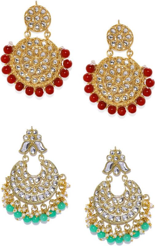 Combo of 2 Traditional Stone Drops & Danglers