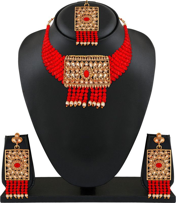 Copper Gold-plated Red, Gold Jewel Set  (Pack of 1)