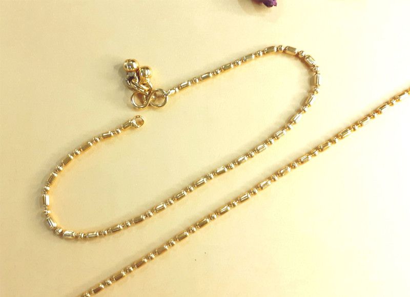 Mrigangi Ethnic Stylish Traditional Gold Plated Antique Payal Anklet for Women and Girls Alloy Anklet