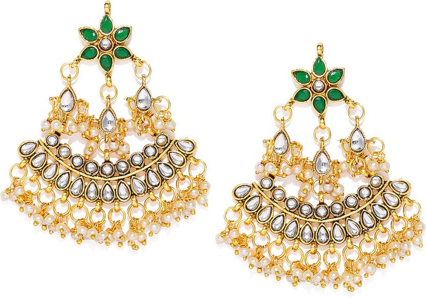 Excellent Kundan Gold Plated Pearl Chandelier Pearl Alloy Drops & Danglers