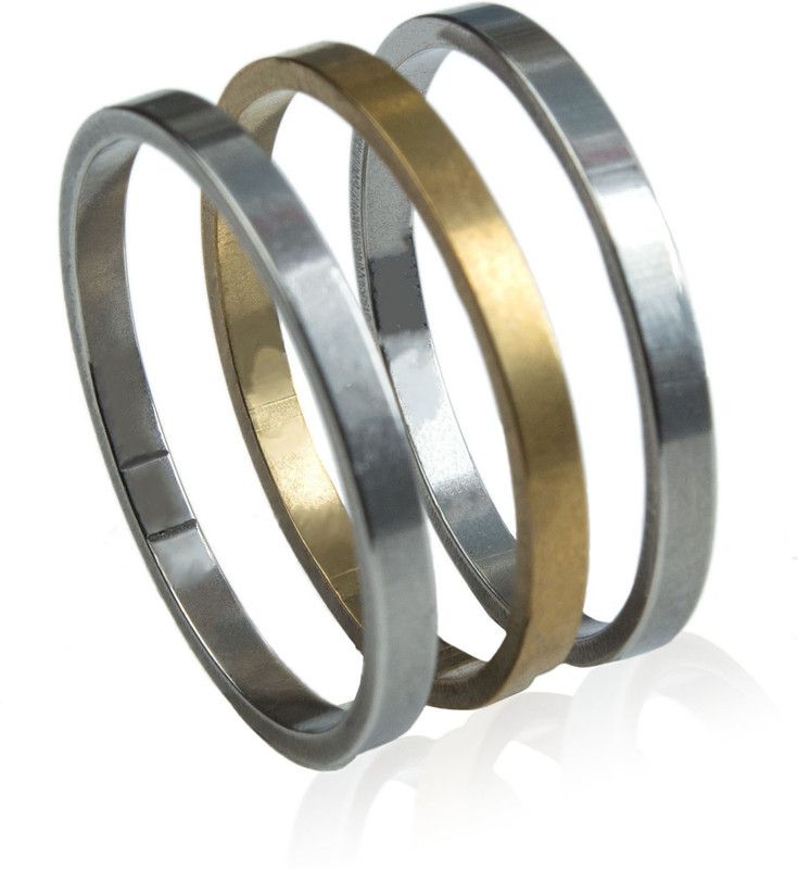 Silver & Golden Stainless Steel Triplet Ring Collection for Men & Women Metal Ring