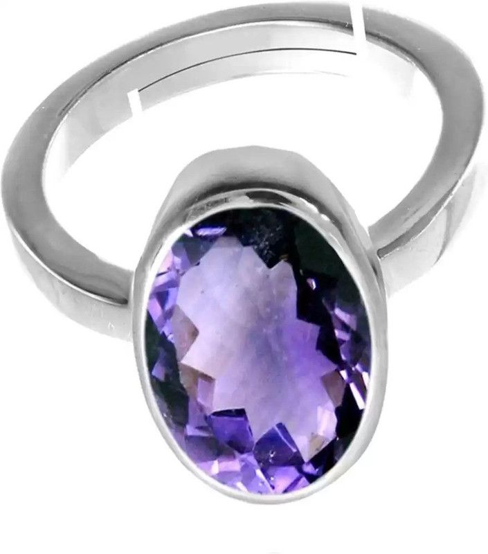 Amethyst Stone Ring Original and Certified natural Katela/Jamunia For Men/Women Brass Amethyst Silver Plated Ring