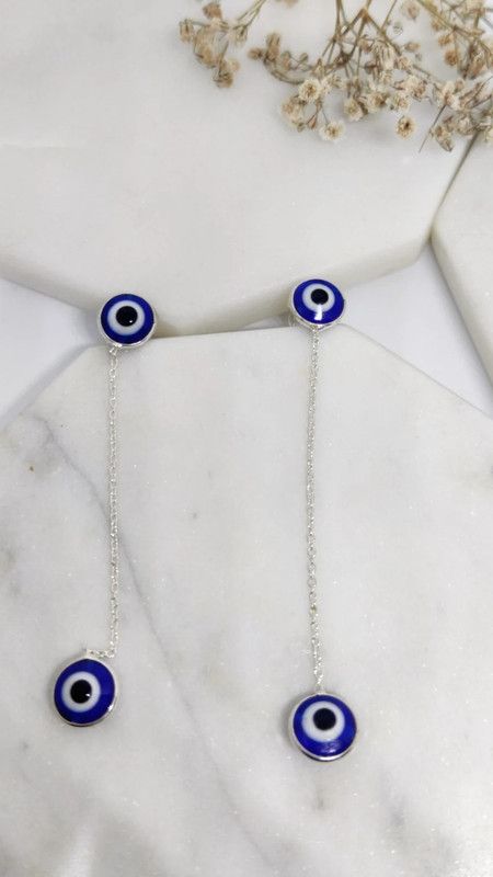Designer evil eye danglers Sterling Silver Drops & Danglers