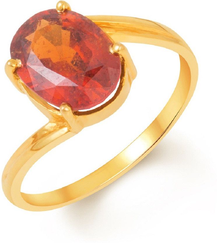 Gomed Ring Stone Garnet Yellow Gold Plated Ring