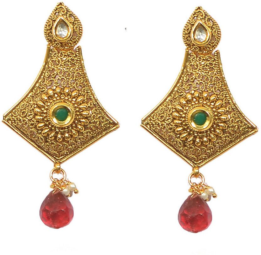 Pourni Polki & Color stone Earring - PRER29 Cubic Zirconia Alloy Drops & Danglers