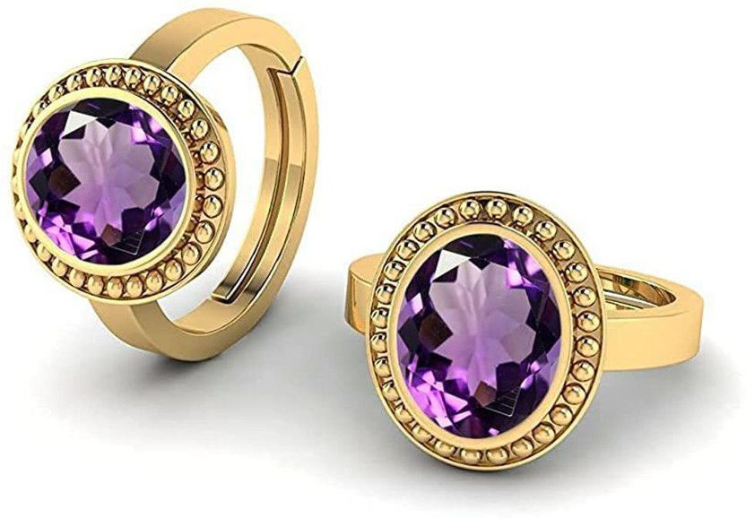 13.25 Ratti 12.00 Carat Amethyst Katela Ring Natural Amethyst Stone Ring Brass Amethyst Gold Plated Ring